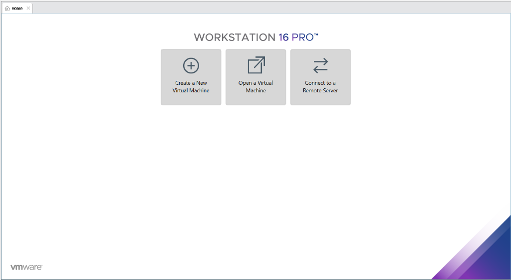 VMware Workstation 16 Pro home screen