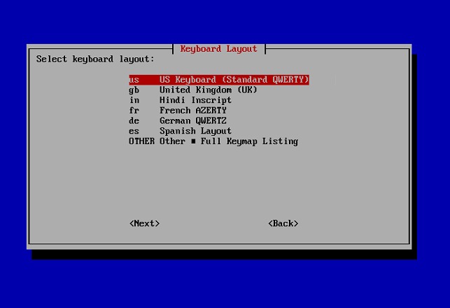 Keyboard layout selection